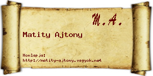 Matity Ajtony névjegykártya